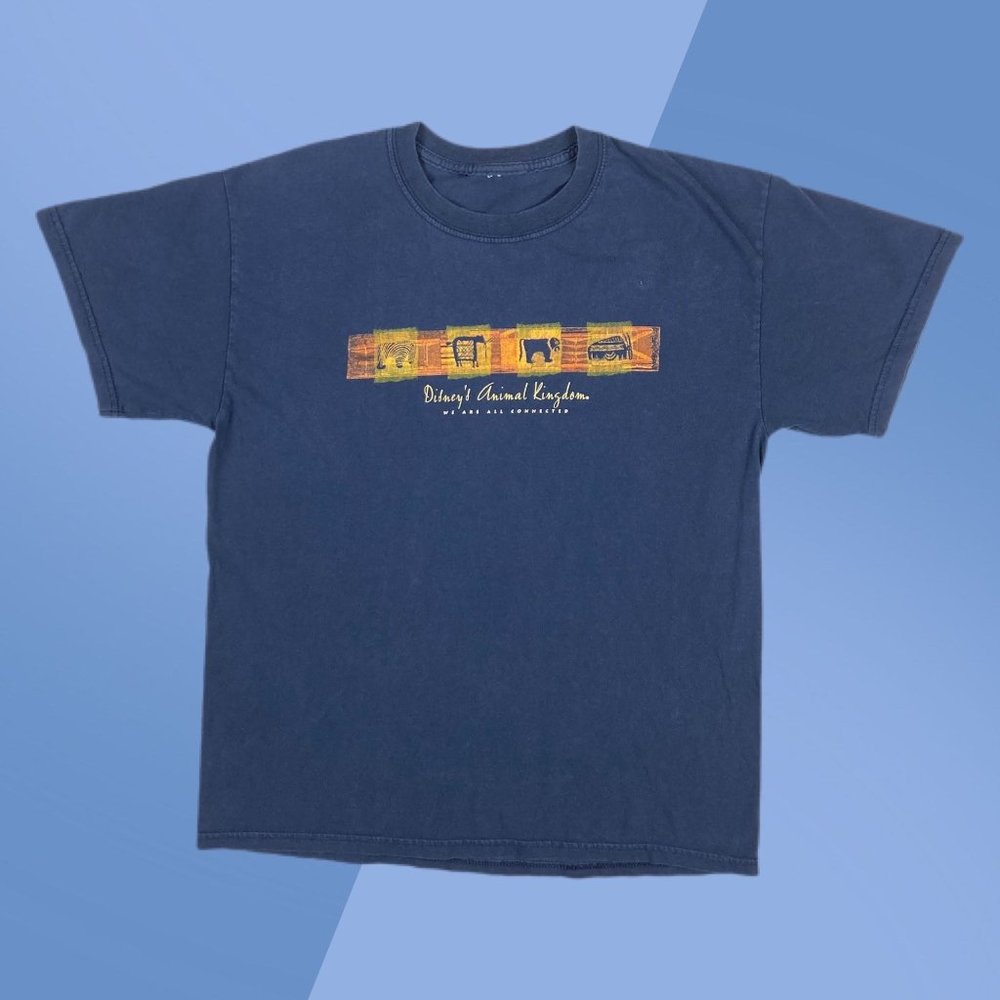 Disney Navy Blue Animal Kingdom We Are All Connected S/S Graphic Shirt Men's L